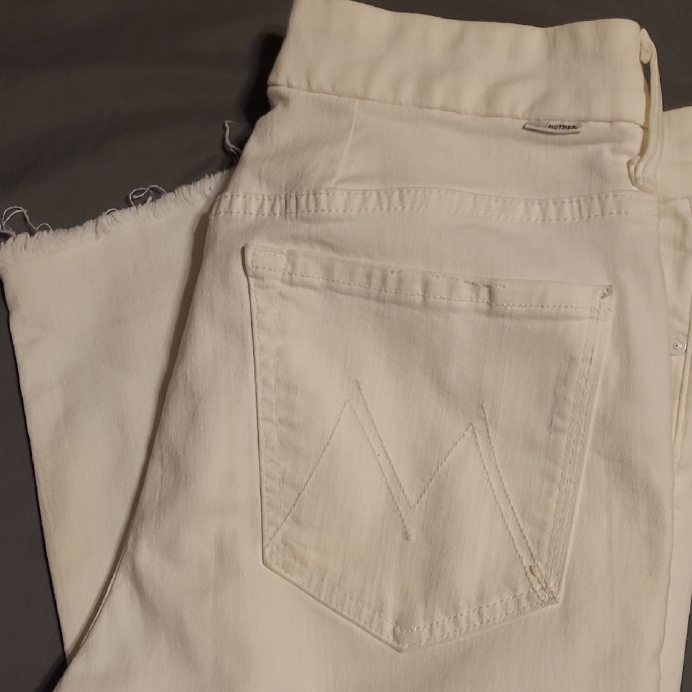 MOTHER Women's Off-White Straight Leg Jeans